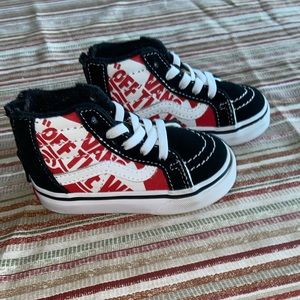 EUC black and red high top toddler Vans